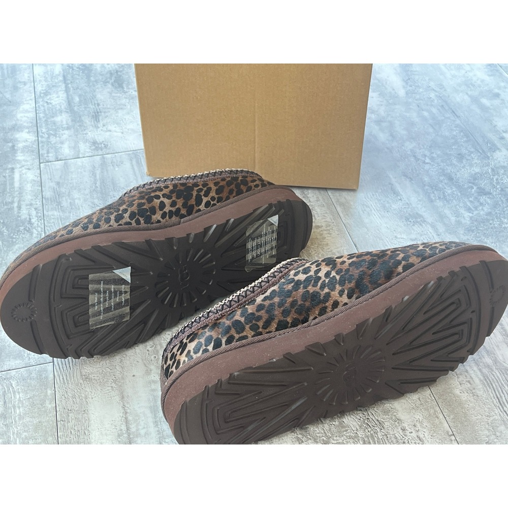 UGG Tasman Caspian Leopard Print Calf Hair Slippers Brown 1158350 Womens 11 - Picture 8 of 8